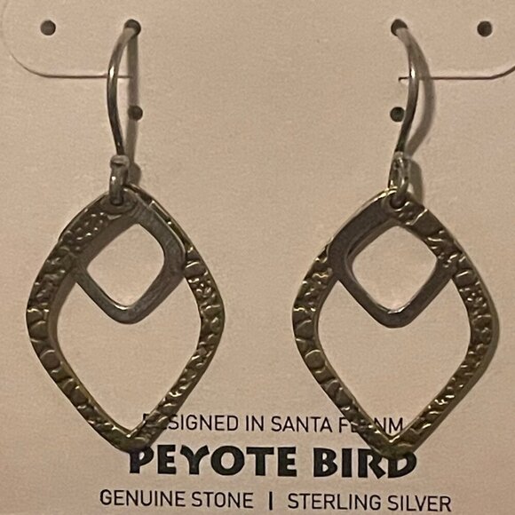 Peyote Bird Double Tear Drop Sterling Silver Dangle Earrings - Picture 3 of 5